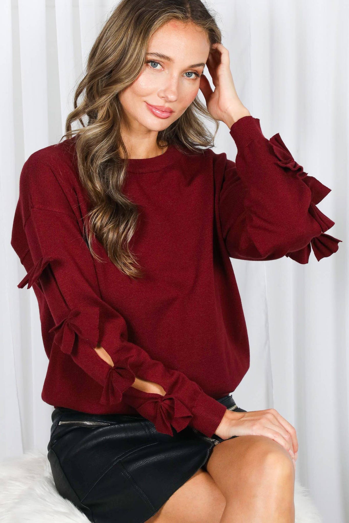 Orange Bow Sleeve Sweater