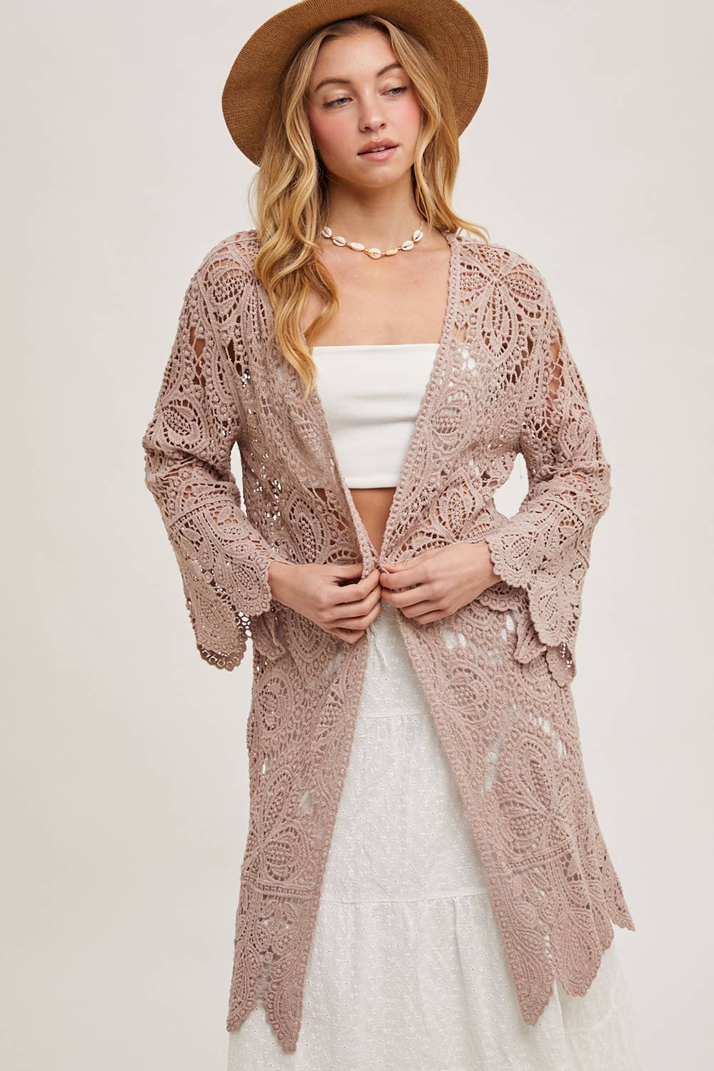 CROCHET BELL SLEEVED CARDIGAN