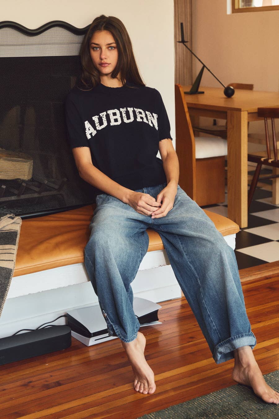 Short-sleeve Auburn Knit Top