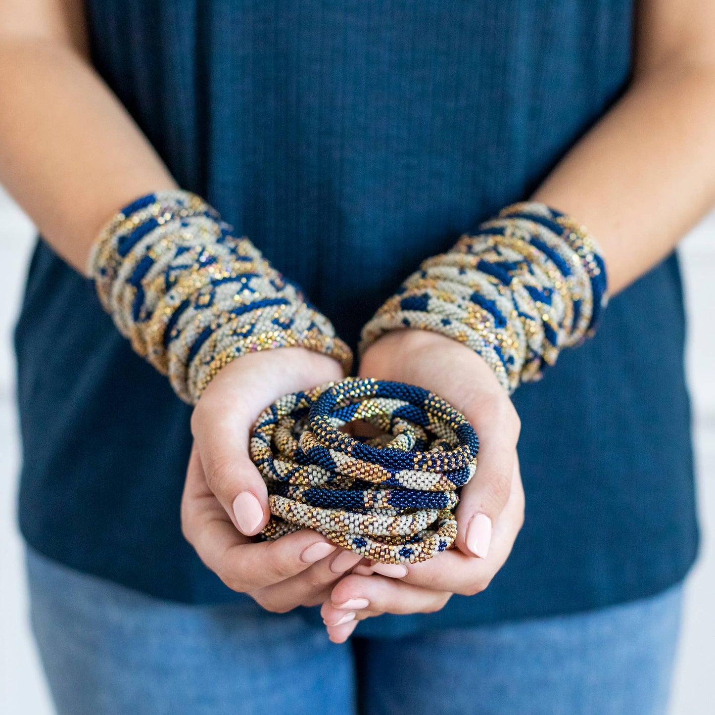 Roll-On® Bracelet Navy/Gold