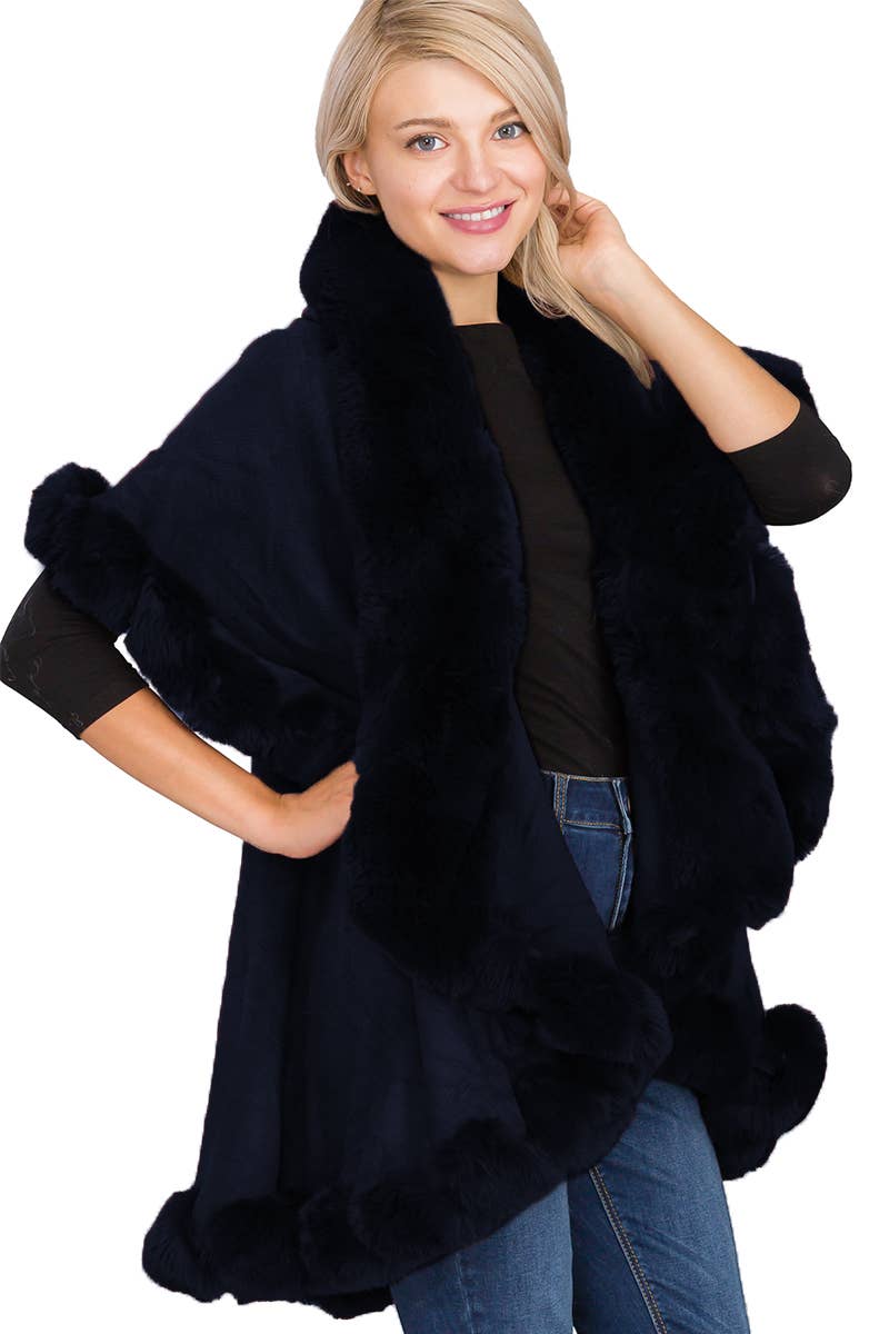 Bubble Fur Cape Poncho