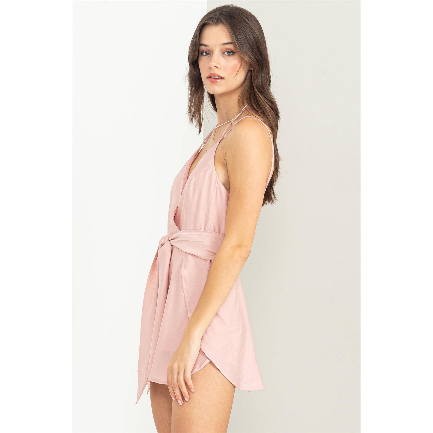 HF23F369-TIE-FRONT HALTER ROMPER