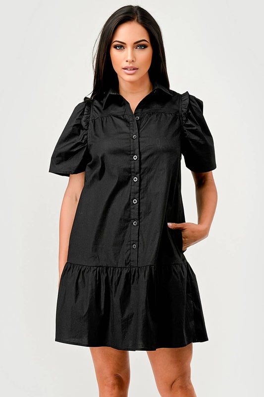 Short Sleeve Button Down Dress
