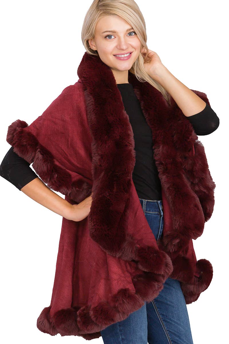 Bubble Fur Cape Poncho