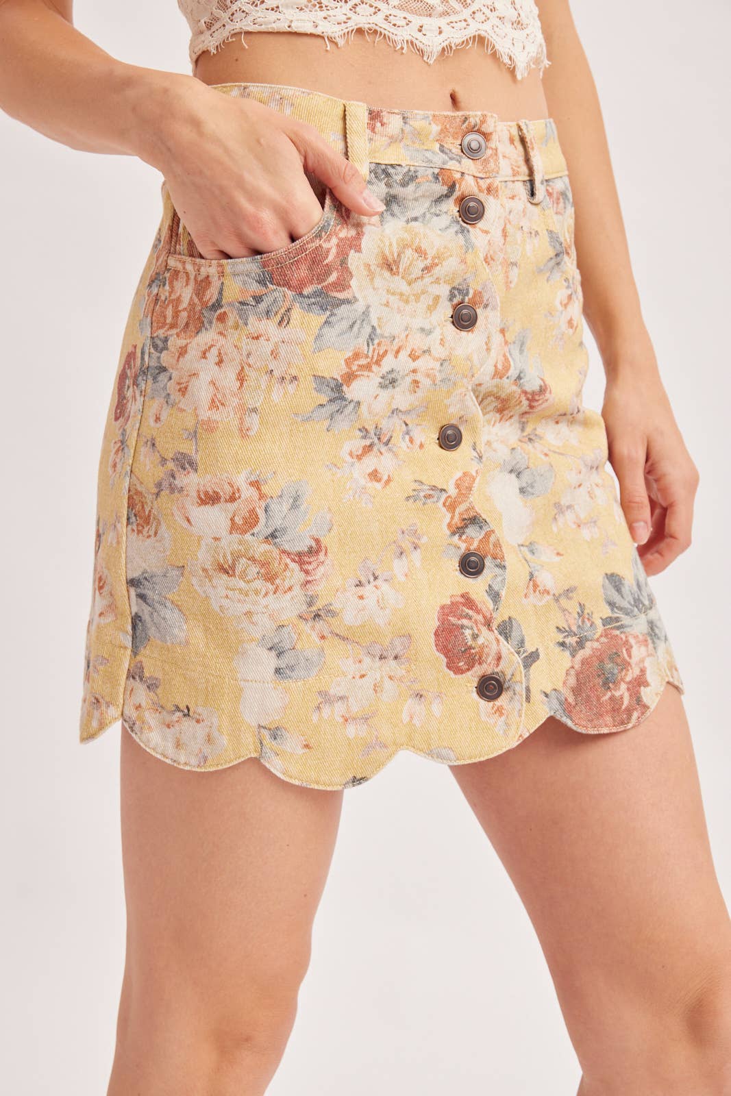 VINTAGE FLORAL SCALLOPED SKIRT