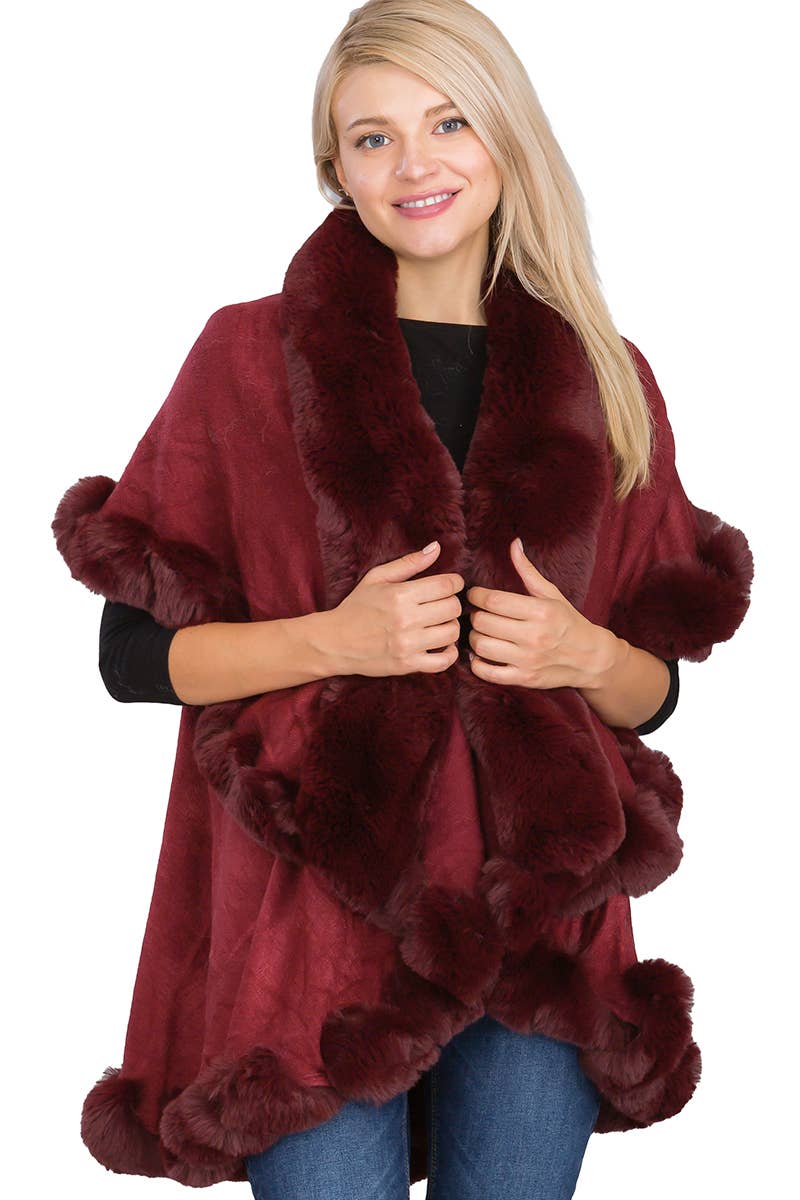 Bubble Fur Cape Poncho