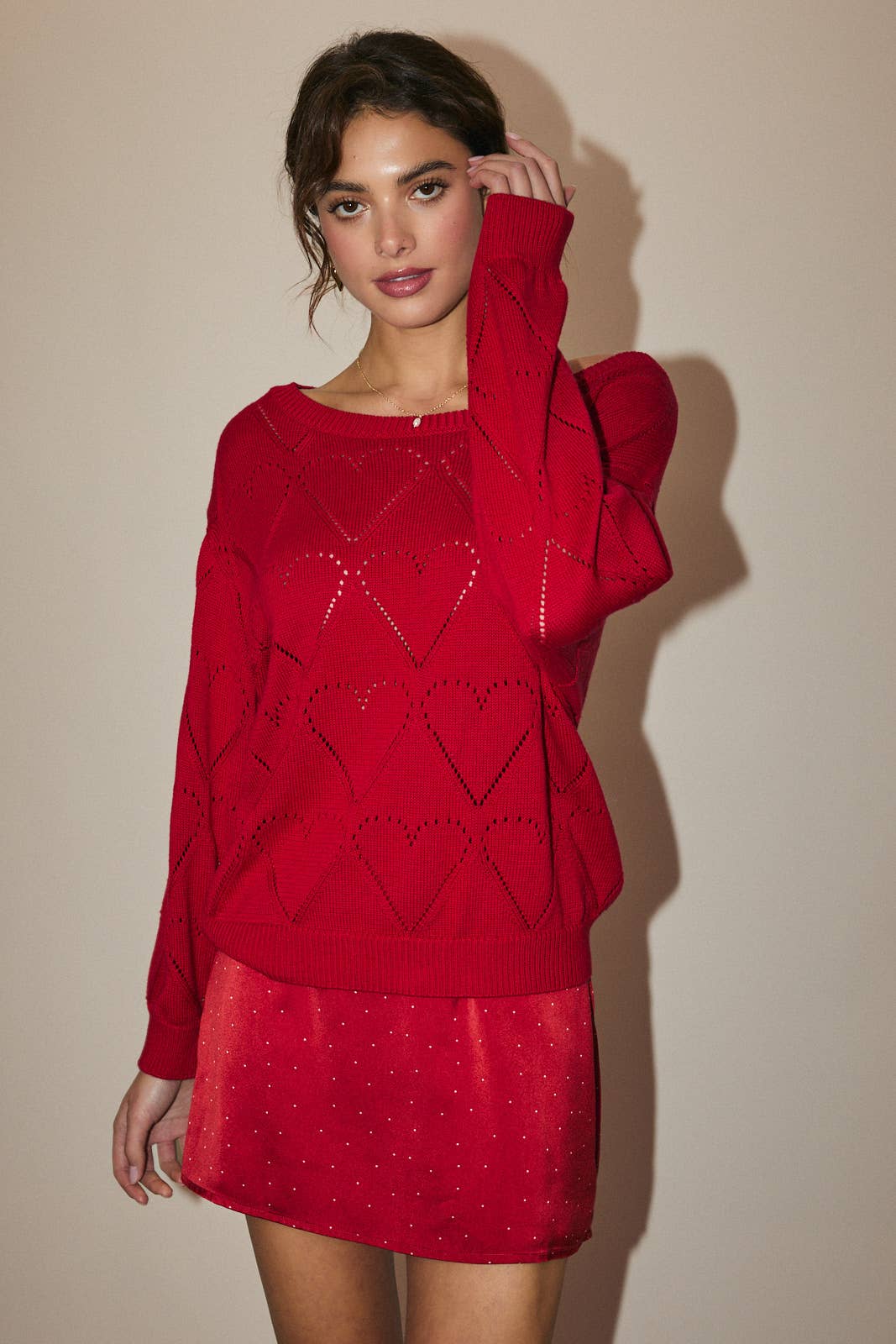 LONG SLEEVE HEART SWEATER
