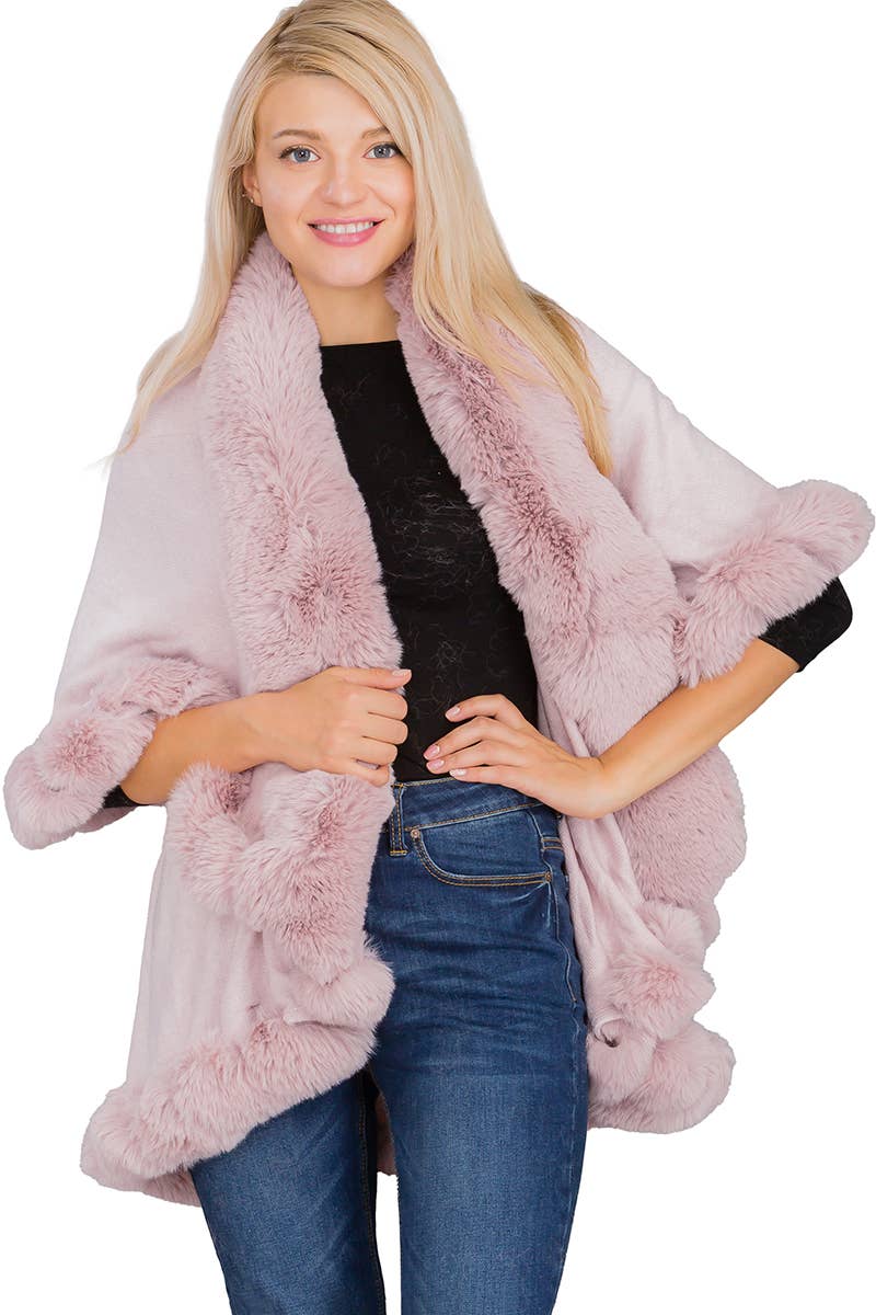 Bubble Fur Cape Poncho