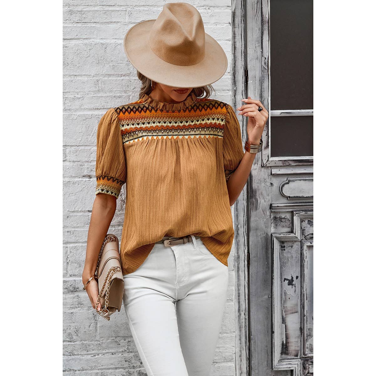 Ruched Puff Sleeve Top