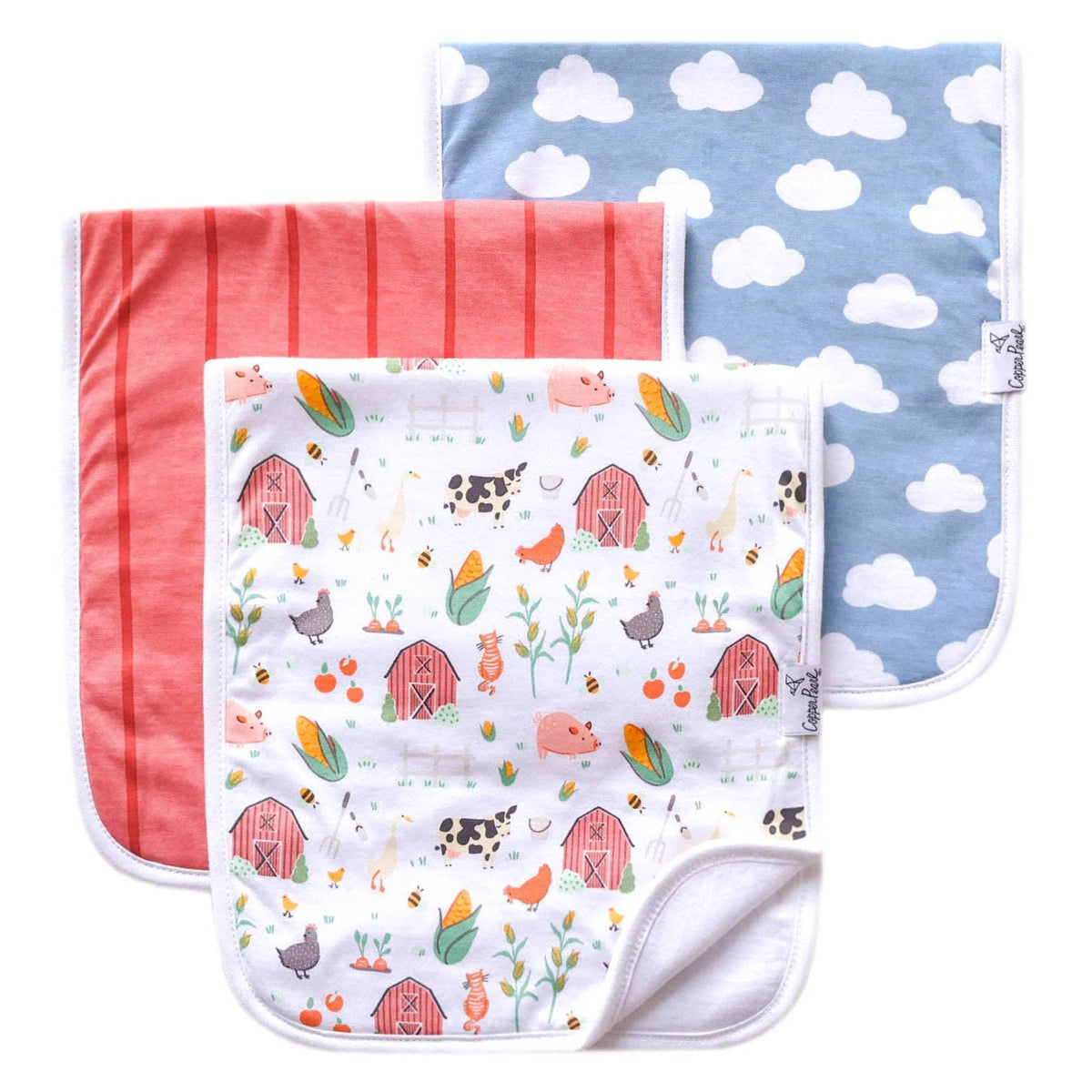 3 Burp Cloths -Farmstead