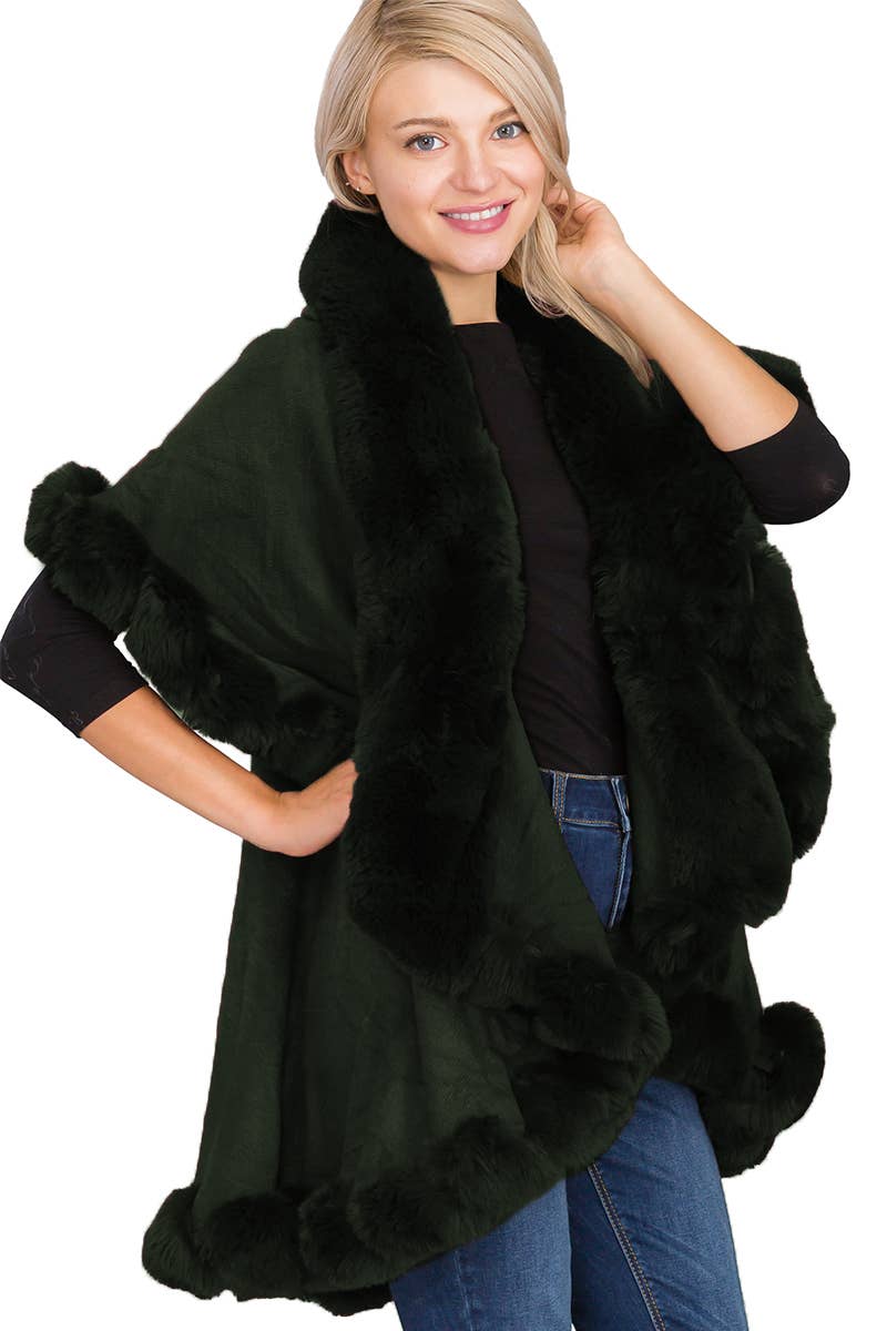 Bubble Fur Cape Poncho