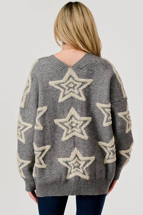 Star Oversized Cardigan Sweater