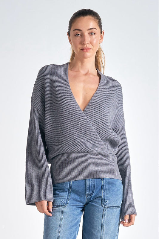 Deep V Charcoal Sweater