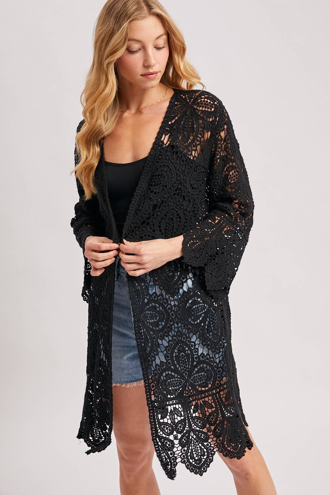CROCHET BELL SLEEVED CARDIGAN