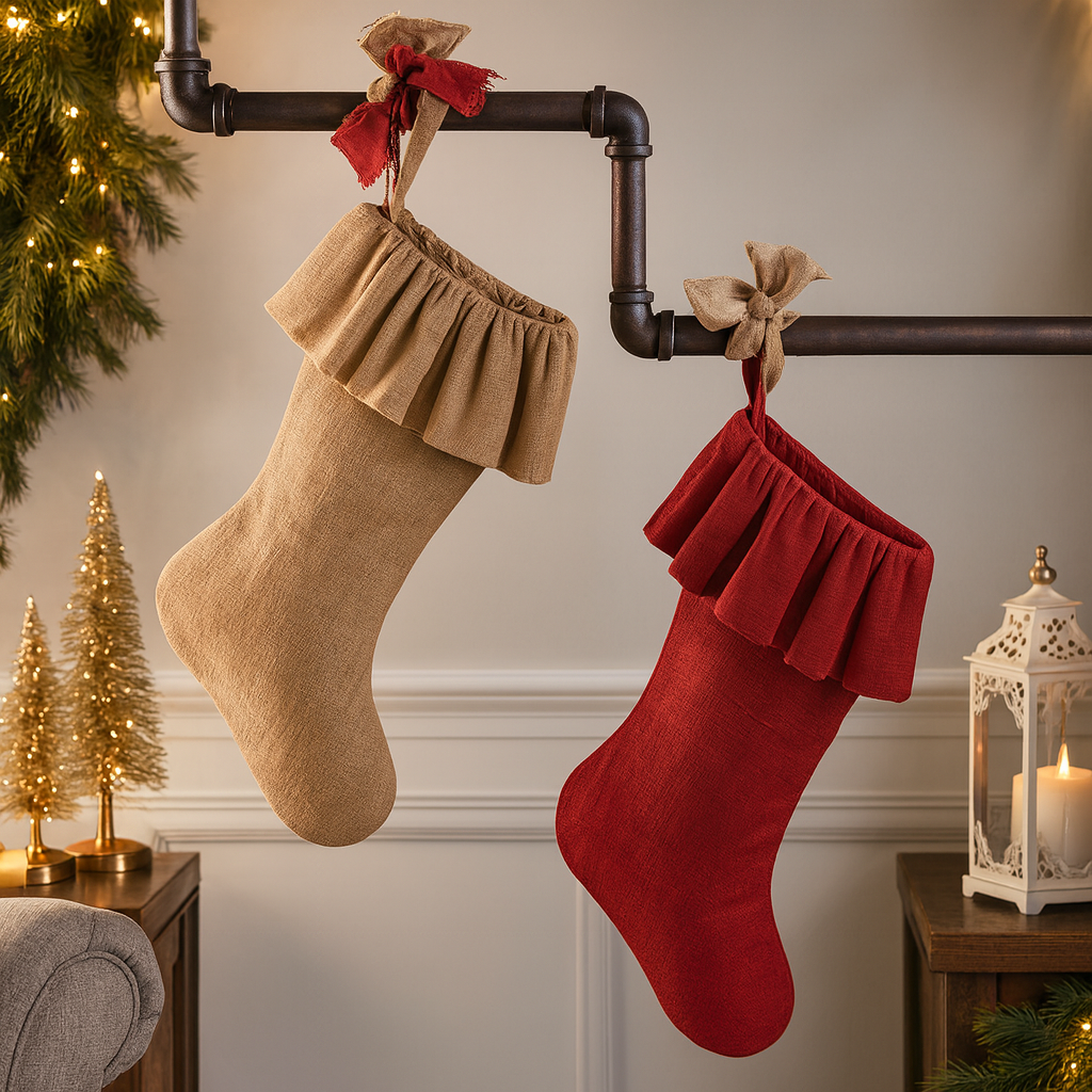 Ruffle Burlap Stocking