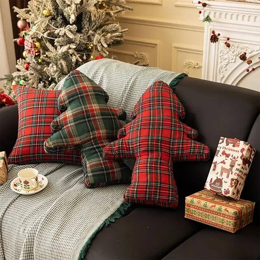 Tartan Plaid Tree Pillow