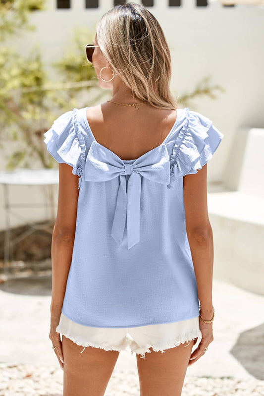 Bow Knot Butterfly Sleeve Blouse