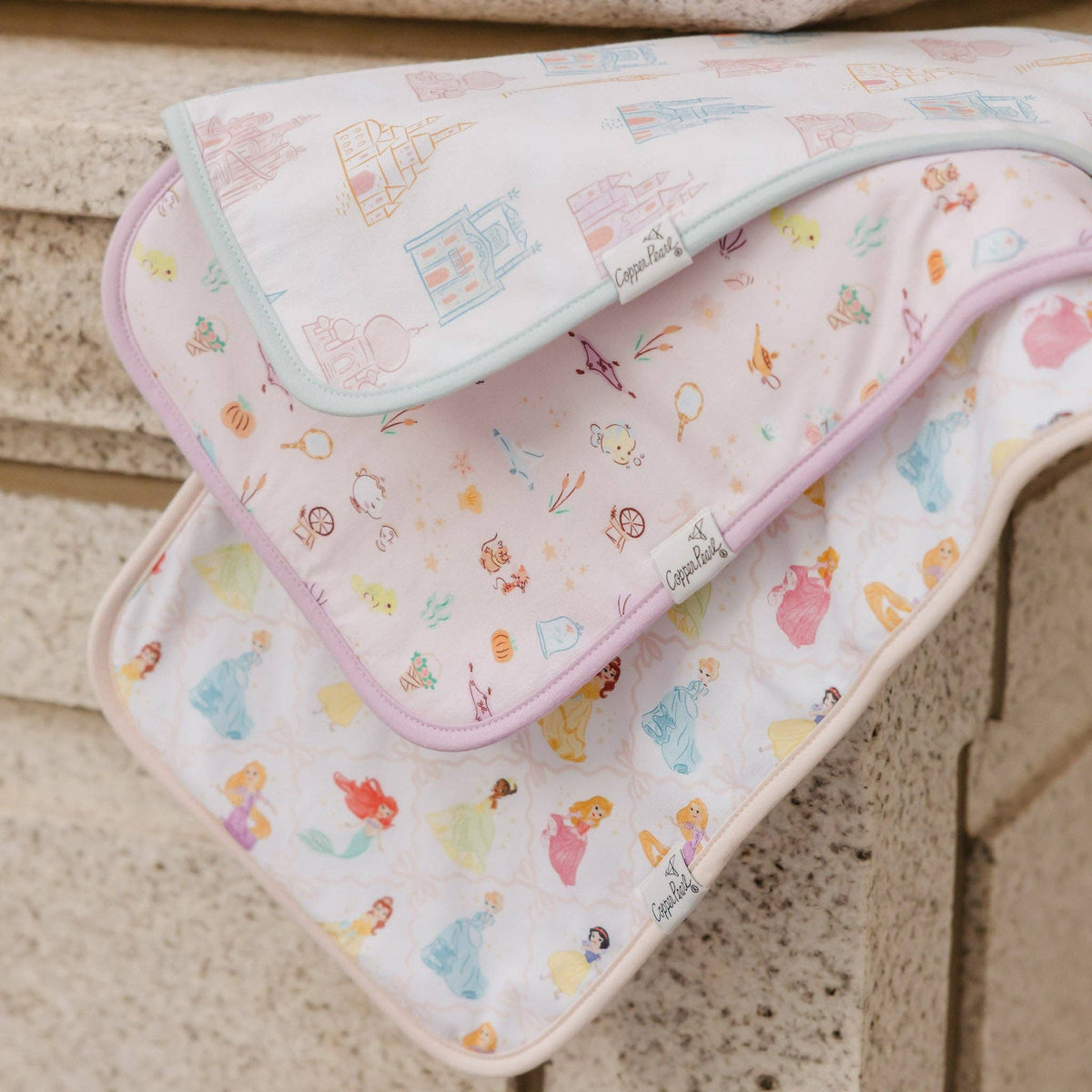 3 Burp Cloths-Disney Princess