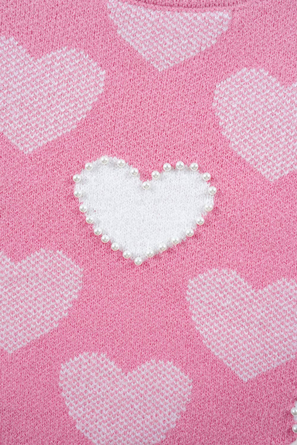 Heart Pearl Beaded Sweater