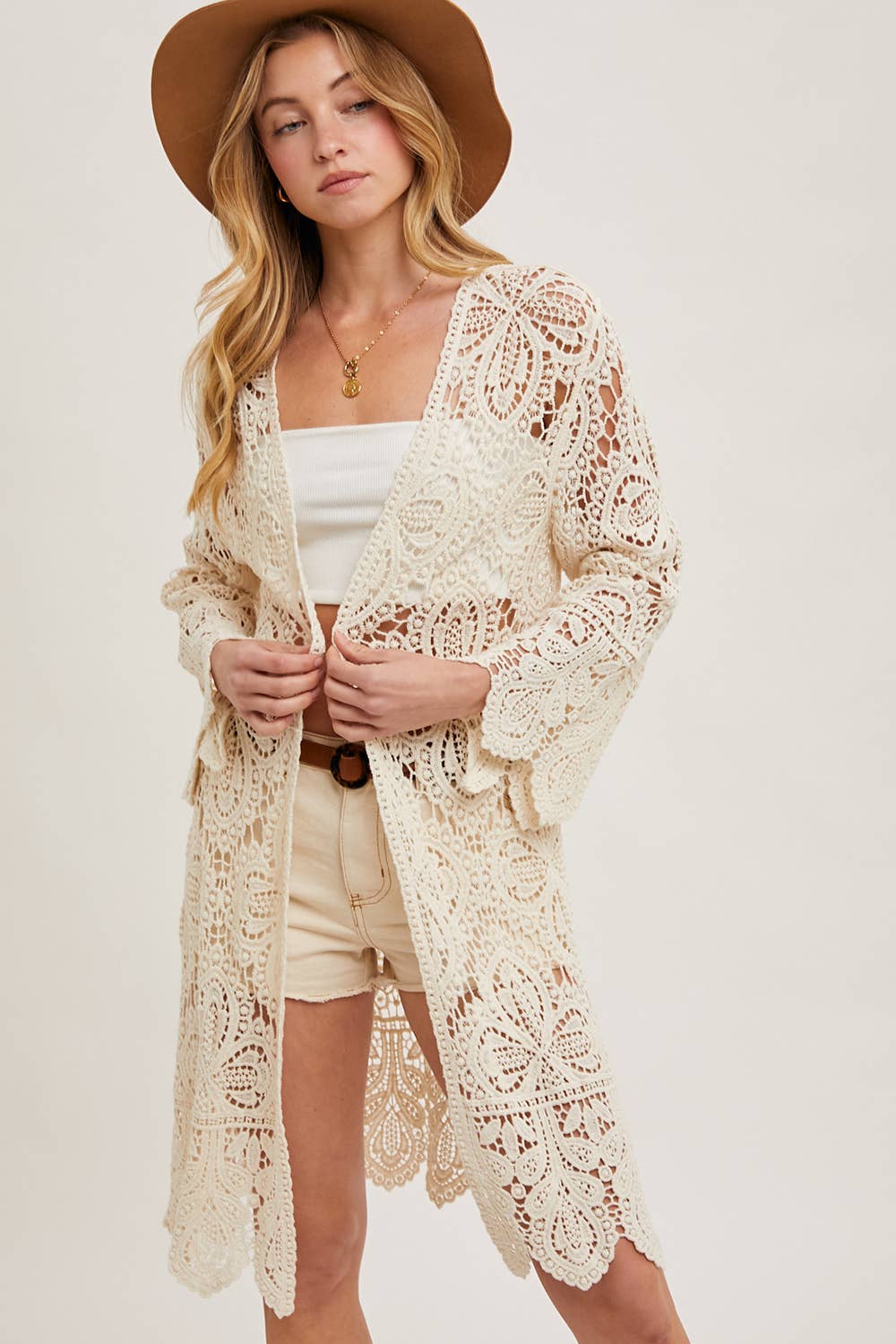 CROCHET BELL SLEEVED CARDIGAN
