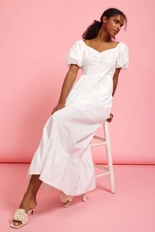Bubble Sleeve Poplin Dress