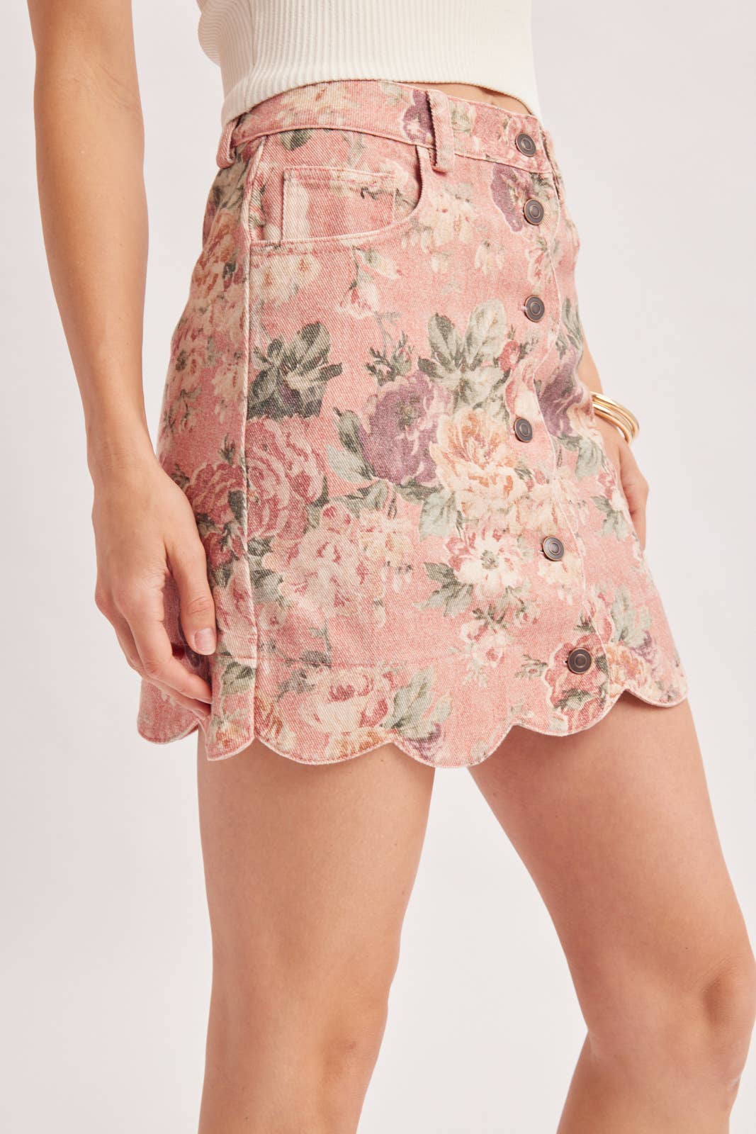 VINTAGE FLORAL SCALLOPED SKIRT