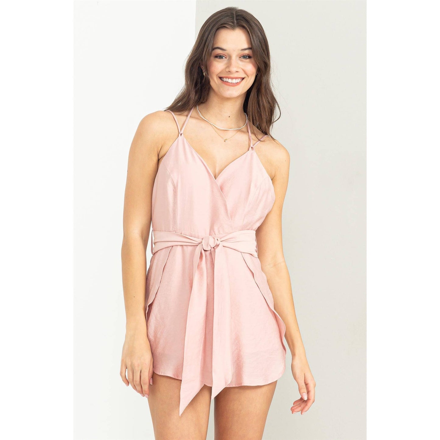 HF23F369-TIE-FRONT HALTER ROMPER