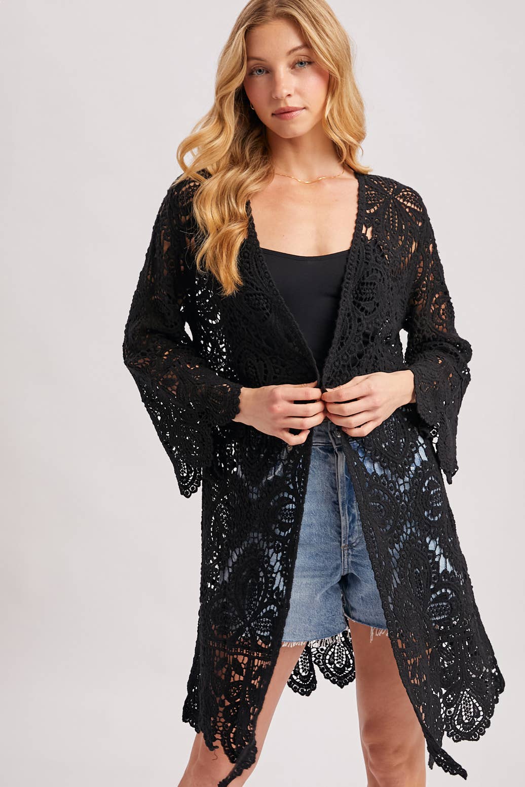 CROCHET BELL SLEEVED CARDIGAN