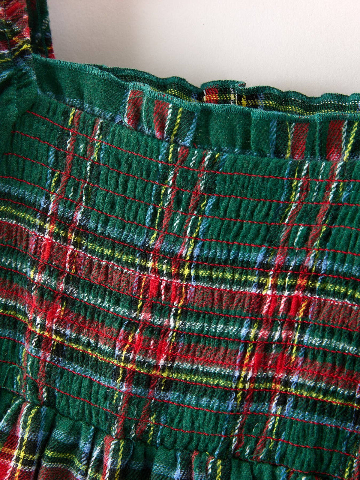 Girls Christmas Green Plaid Dress