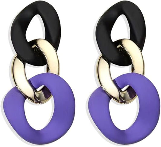 Purple/Gold Chain Earrings