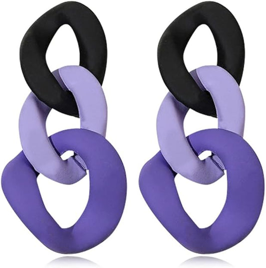 Purple/Black Chain Earrings