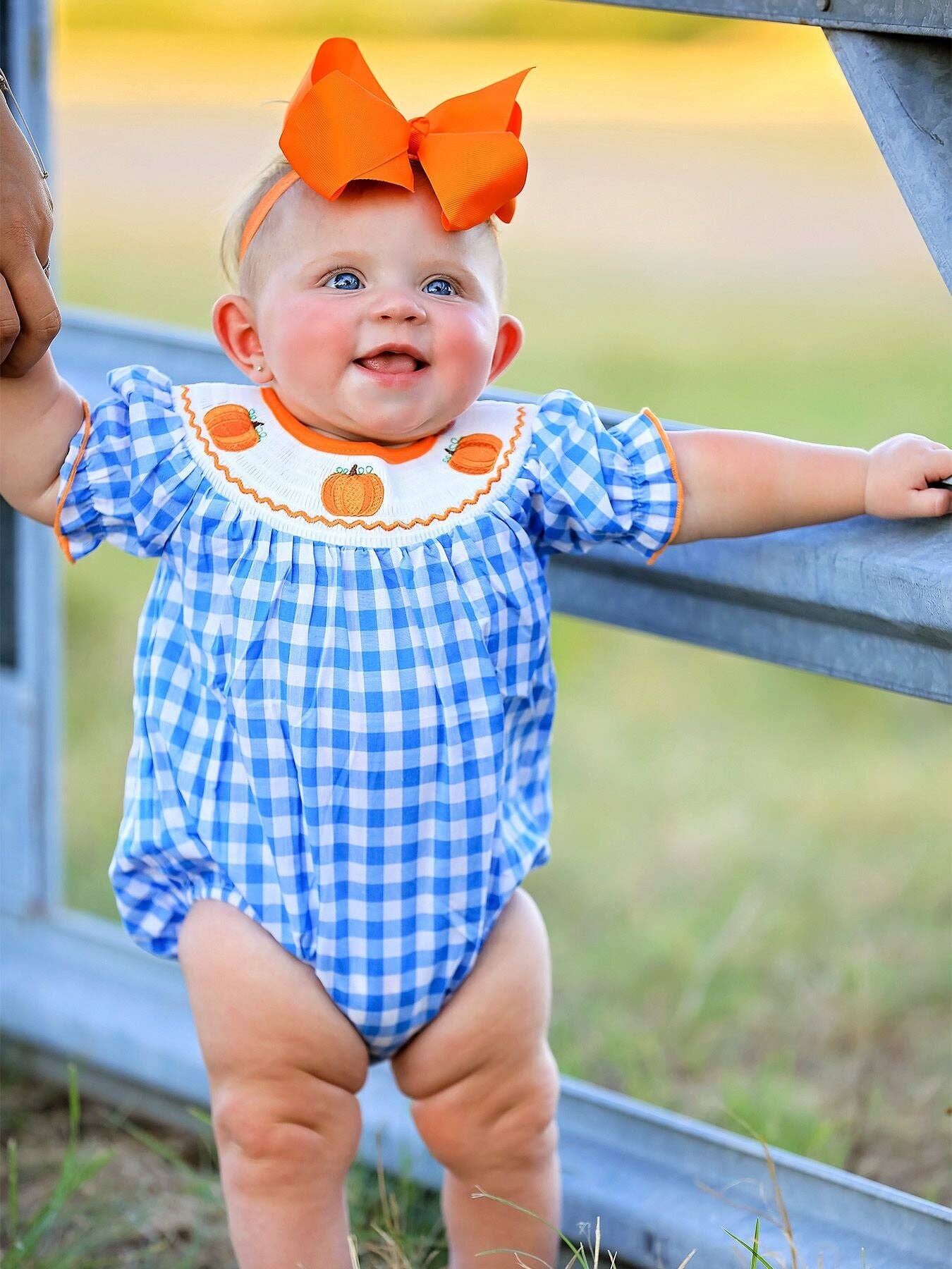 Blue Pumpkin Smocked Bubble