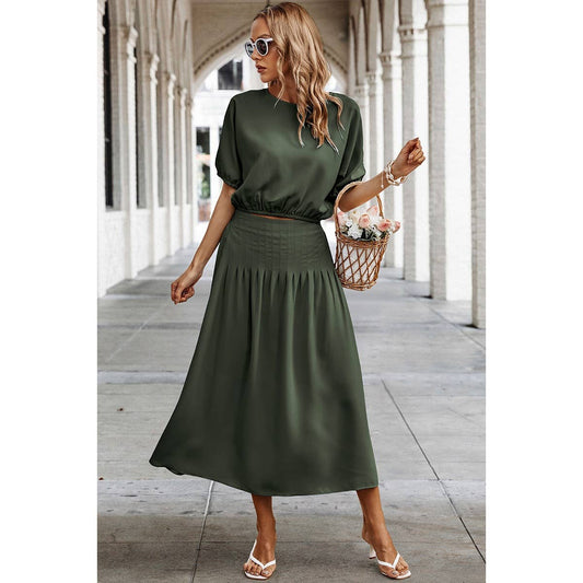 2 Pc Puff Sleeve dress