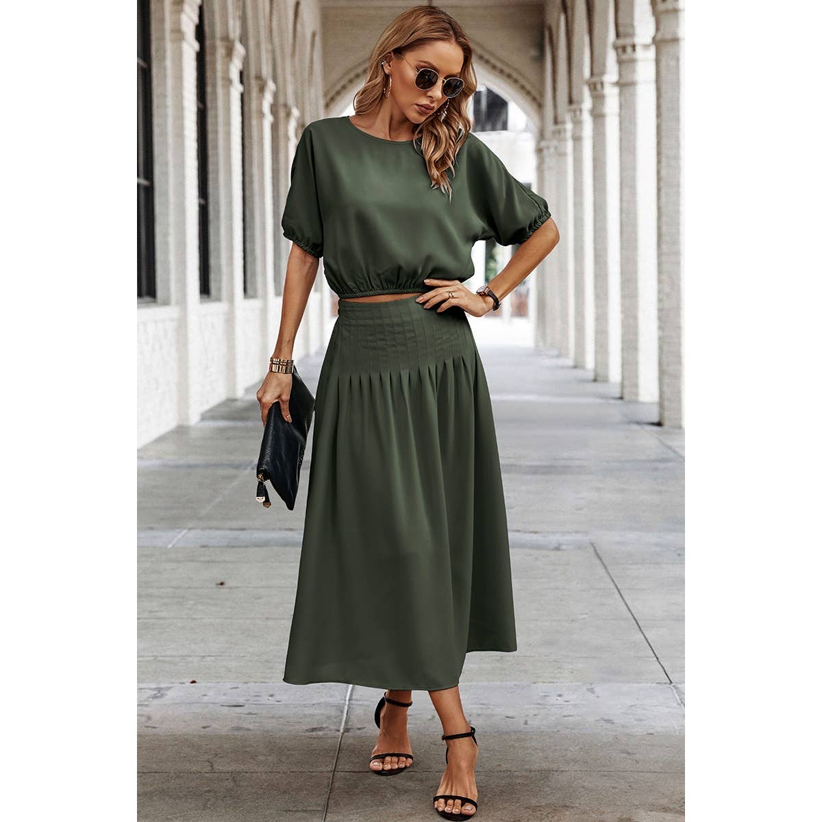 2 Pc Puff Sleeve dress