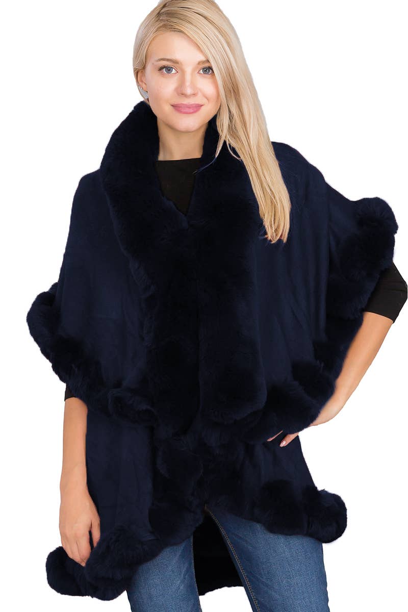 Bubble Fur Cape Poncho