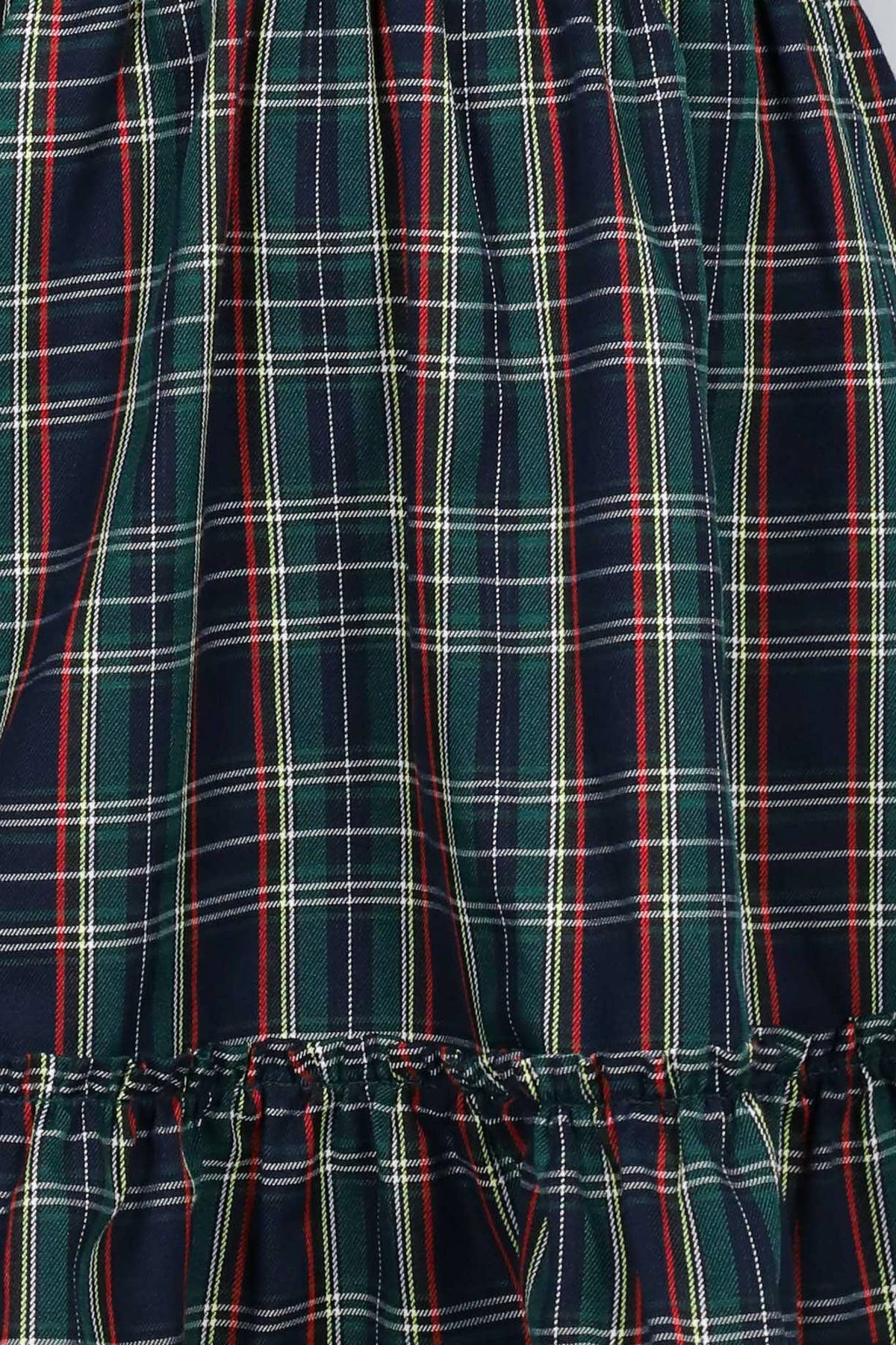 Plaid  Puff Sleeve Mini Dress
