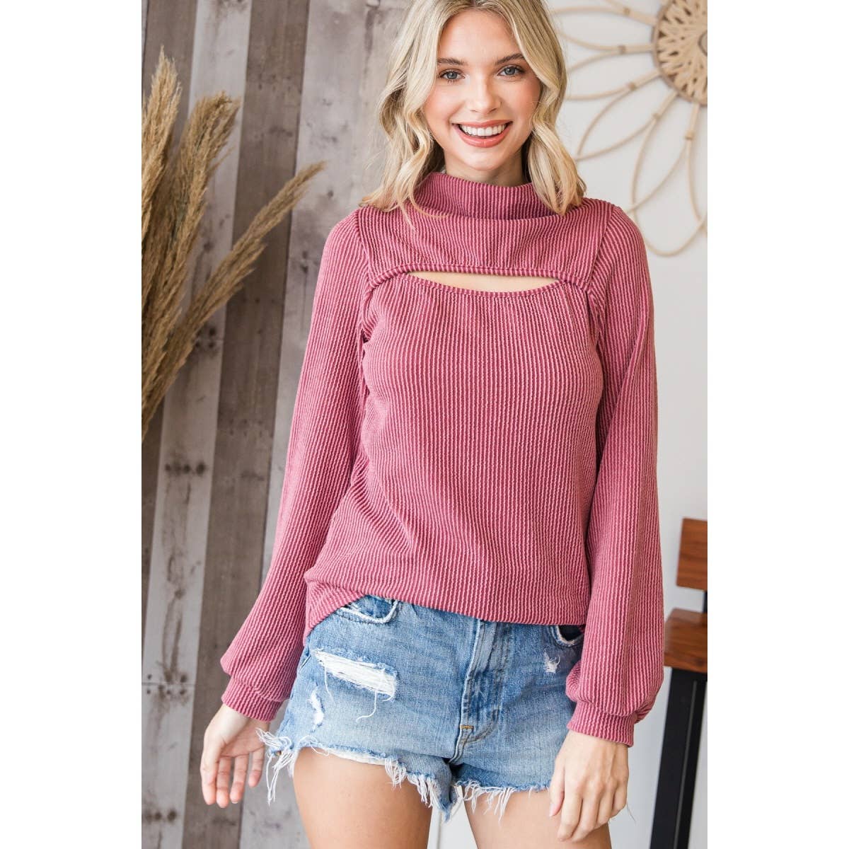Ribbed Cutout Top