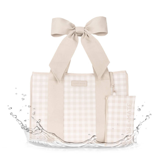 Latte Gingham Bow Jelly Tote Bag