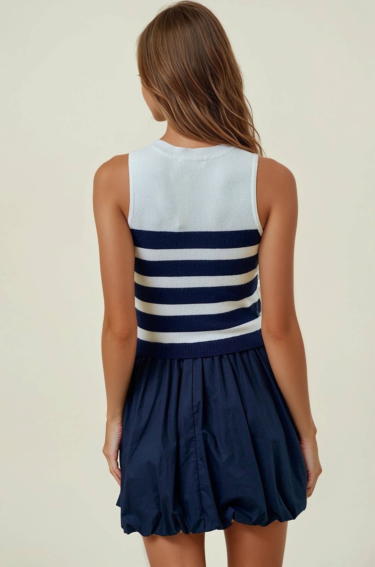 NAVY BUBBLE MINI DRESS