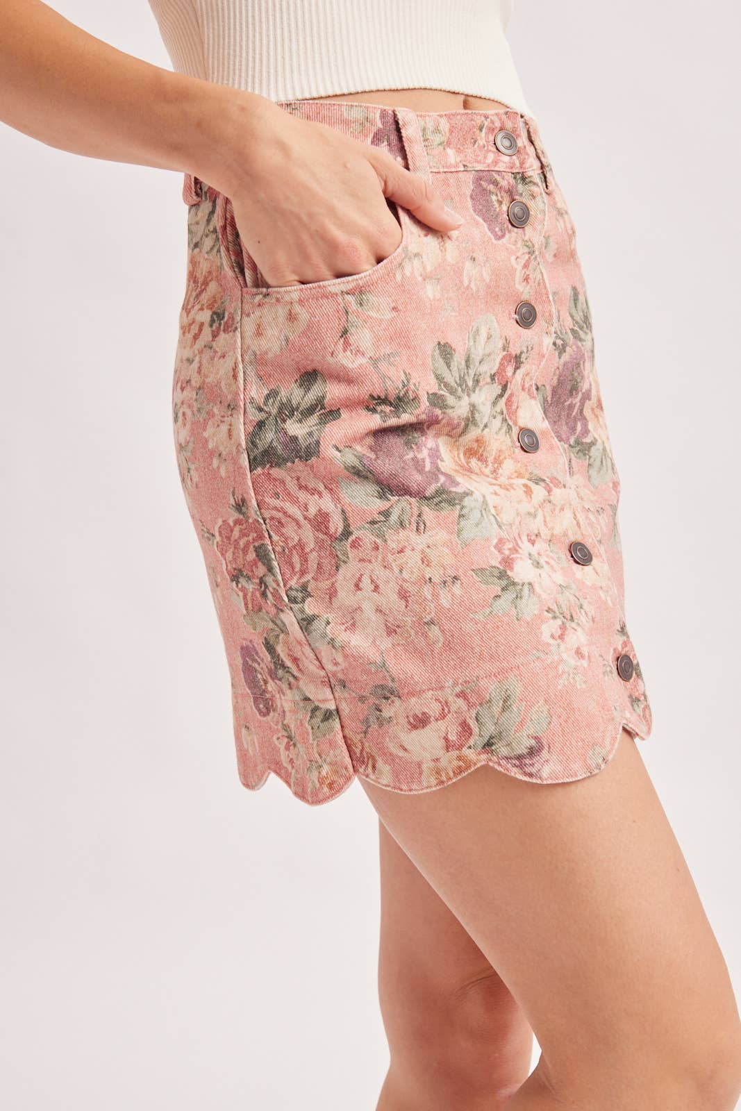 VINTAGE FLORAL SCALLOPED SKIRT