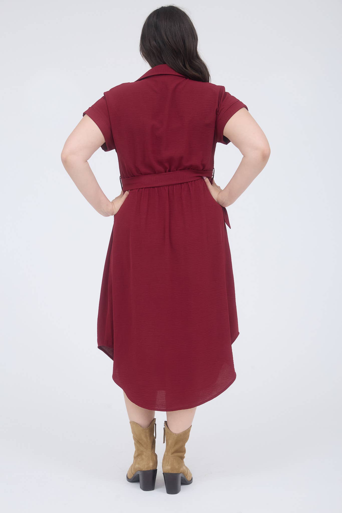 PLUS BELTED MIDI DRESS