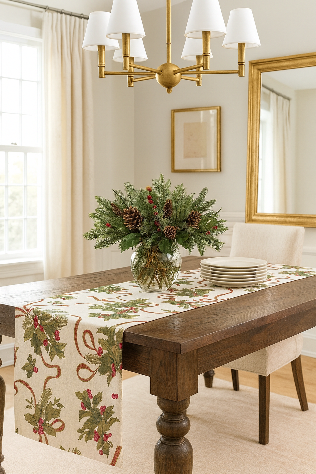 Holly Holiday 16"X72" Table Runner