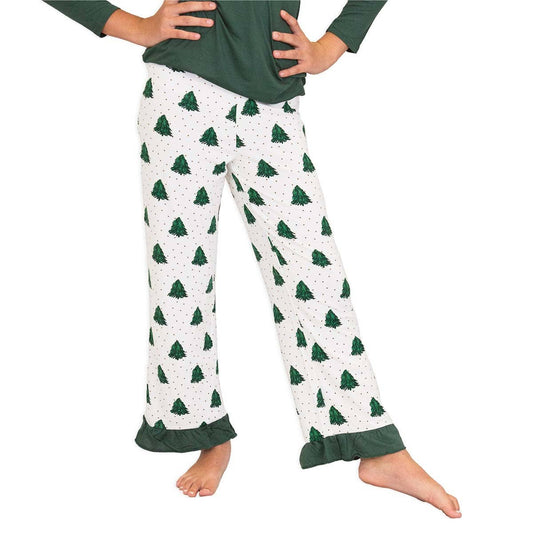 Girl's Noble Fir Ruffle Sleep Pants    White/Dark Green/Gold   -Asst.