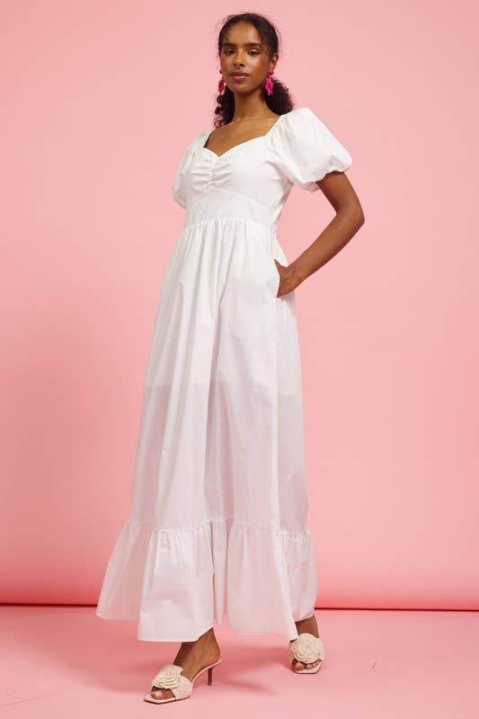 Bubble Sleeve Poplin Dress