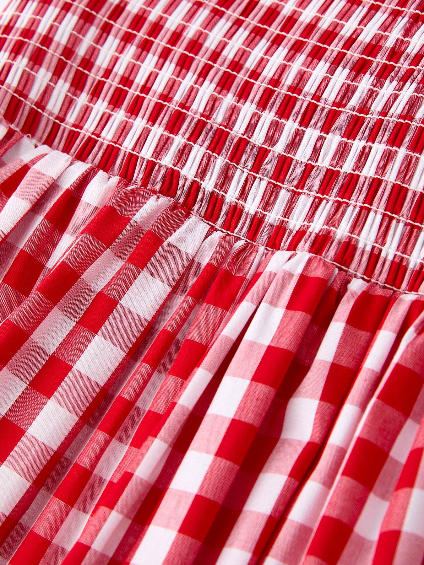 Red Checked Smocked Dress