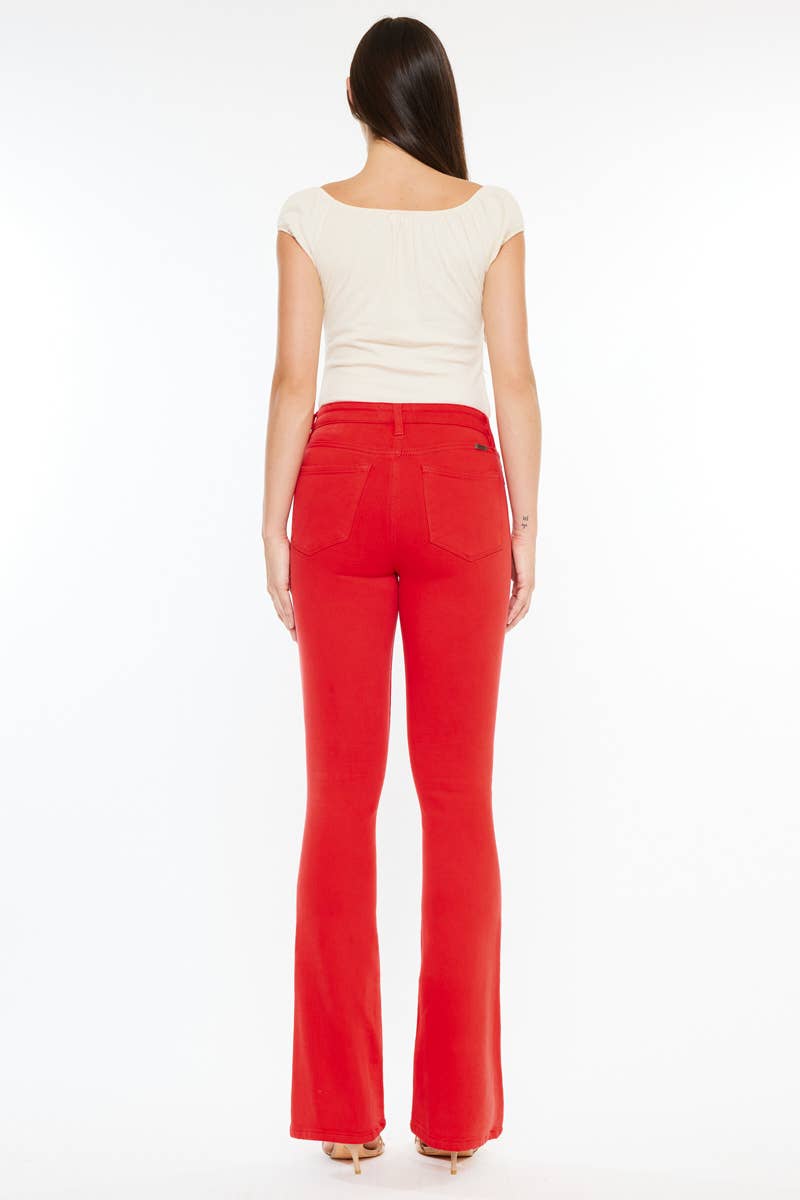 RED HIGH RISE BOOTCUT JEANS