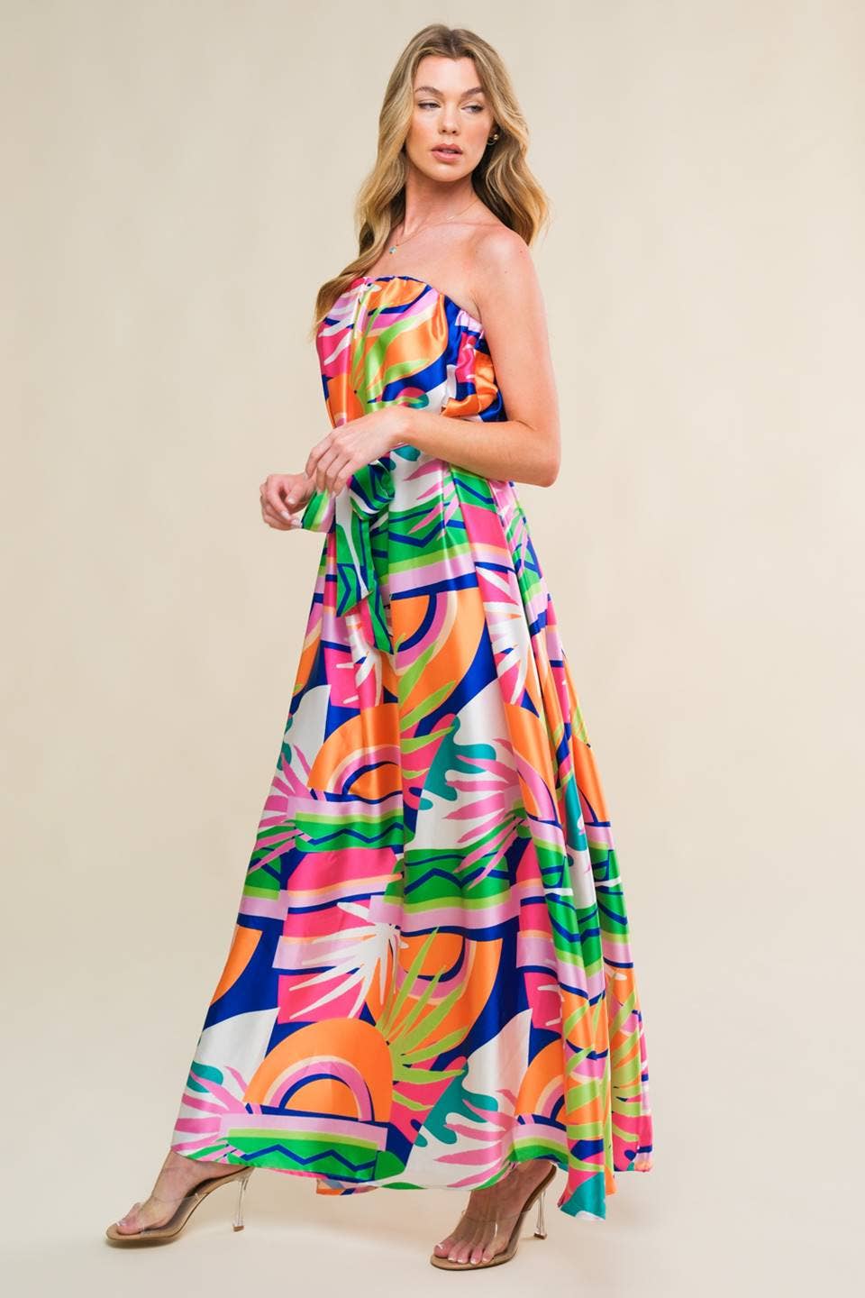 Strapless Printed Dress