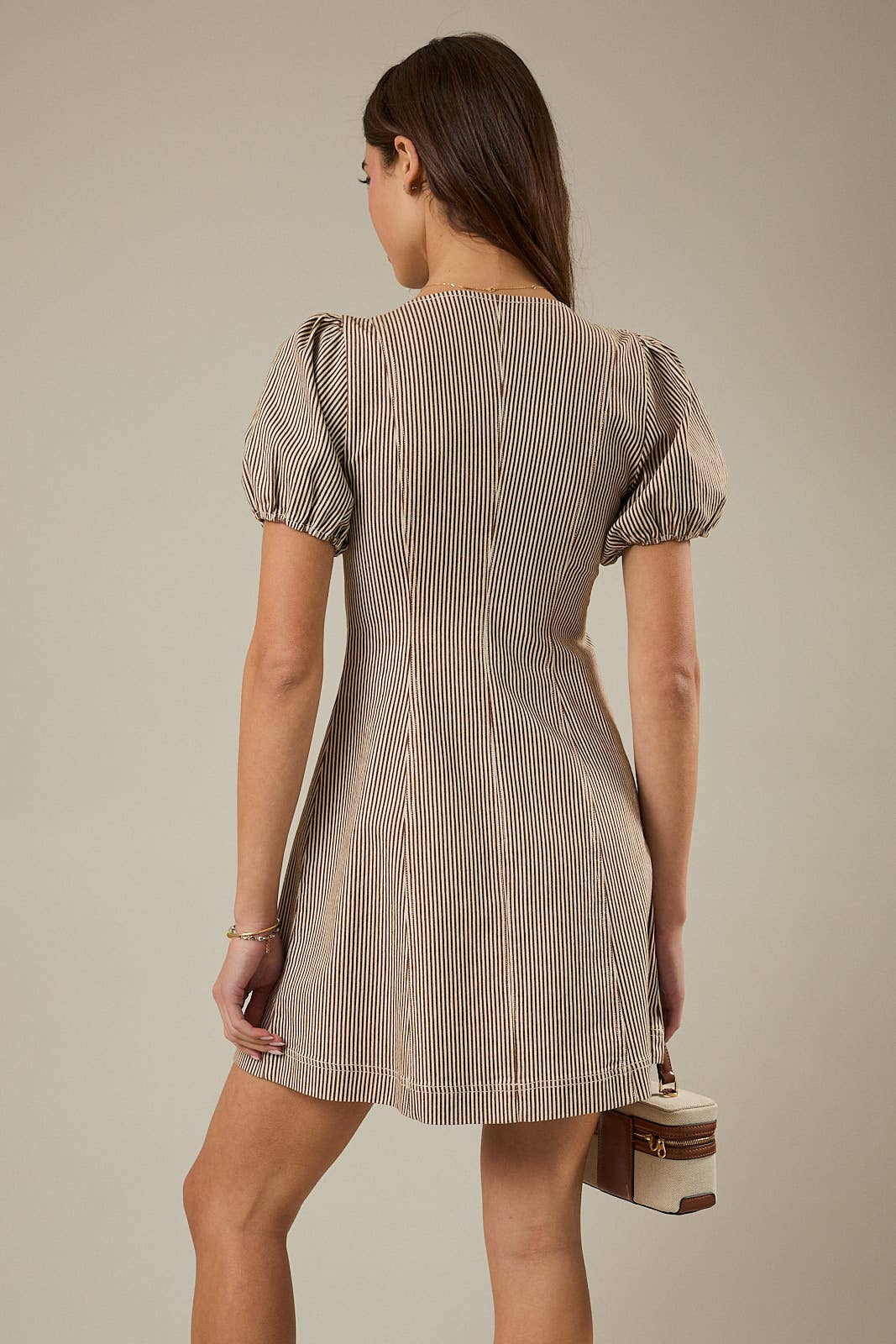 ZIP FRONT STRIPED DRESS