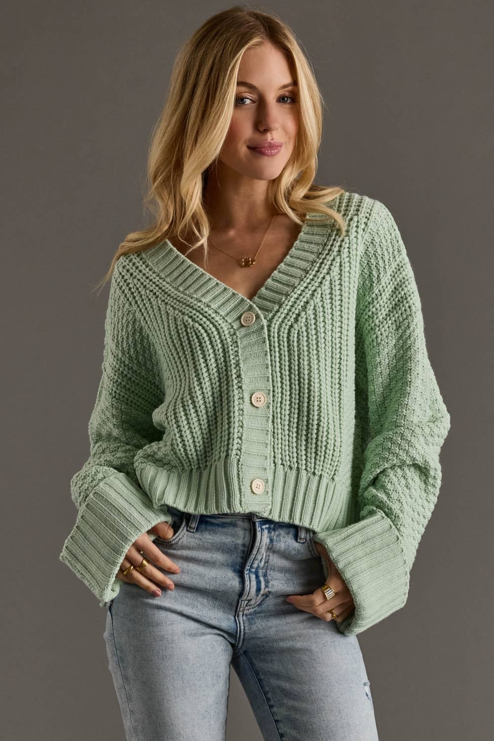 Mint Button Up Cardigan