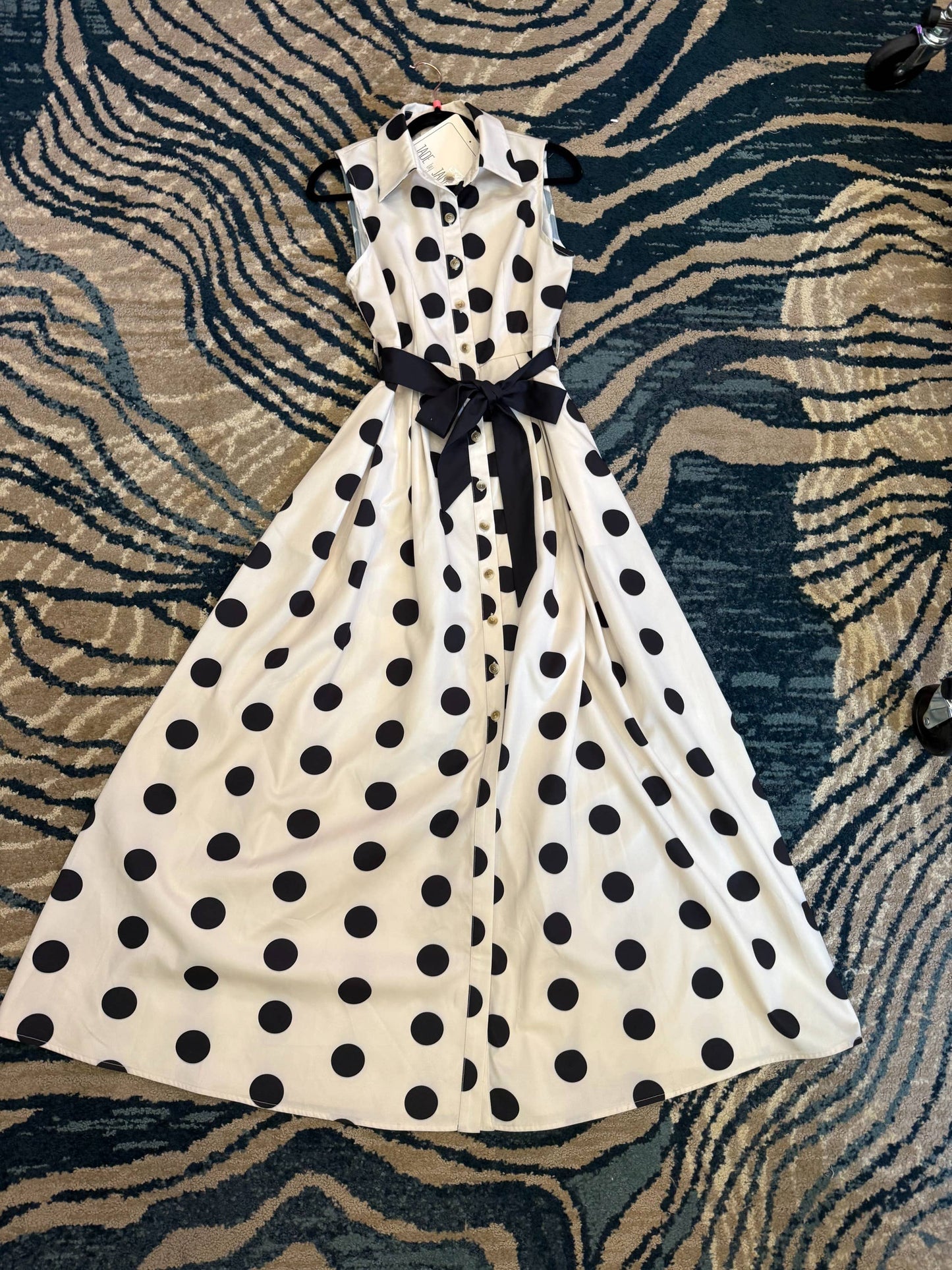 POLKA DOT BELTED DRESS